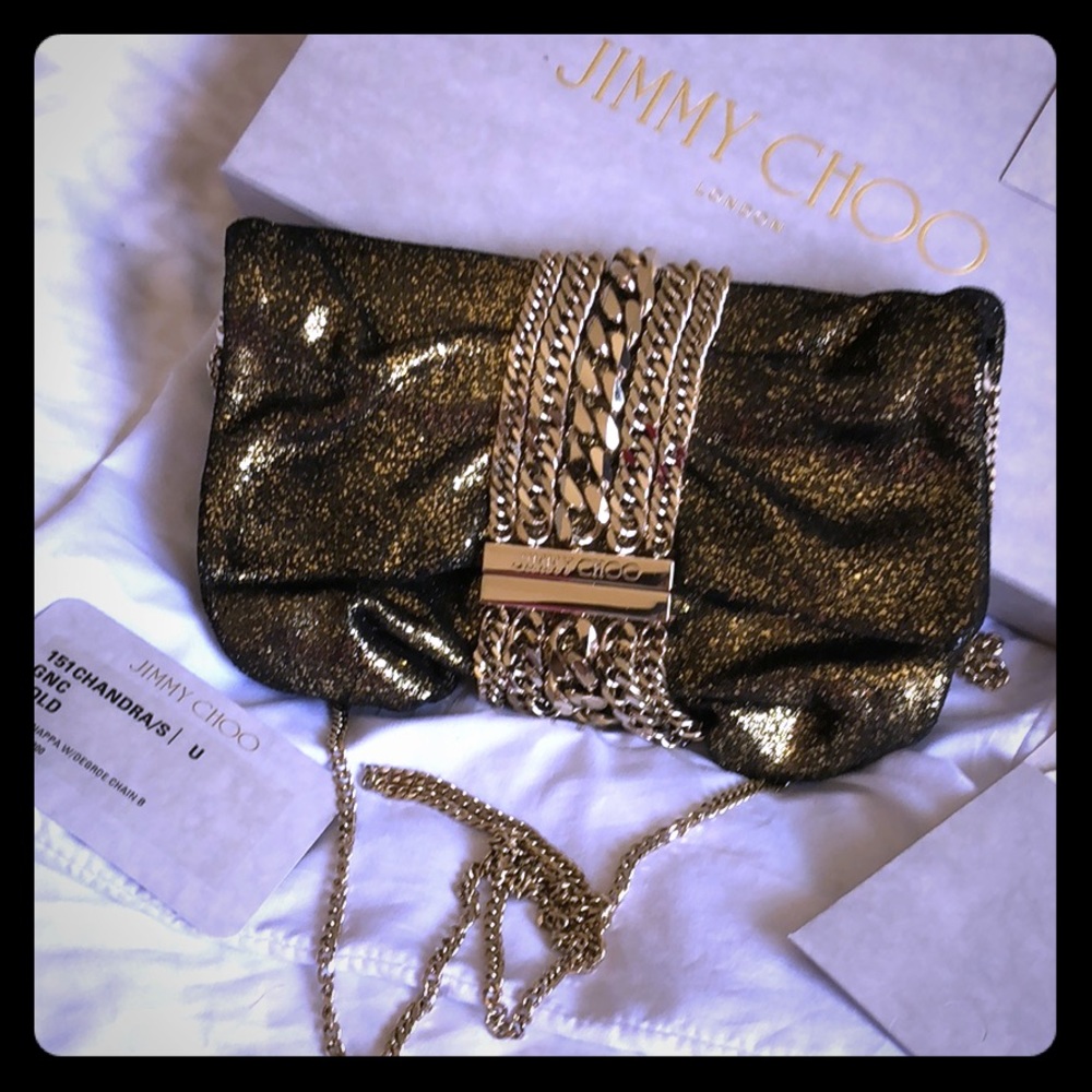 Handbag Evening Small Glitter Nappa Gold